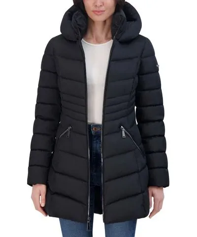 Laundry by Shelli Segal Women's Mid Length Puffer Jacket With Puffy Hood