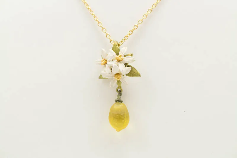 Lemon Drop 16 Inch Adjustable Flower Pendant Necklace by Michael Michaud