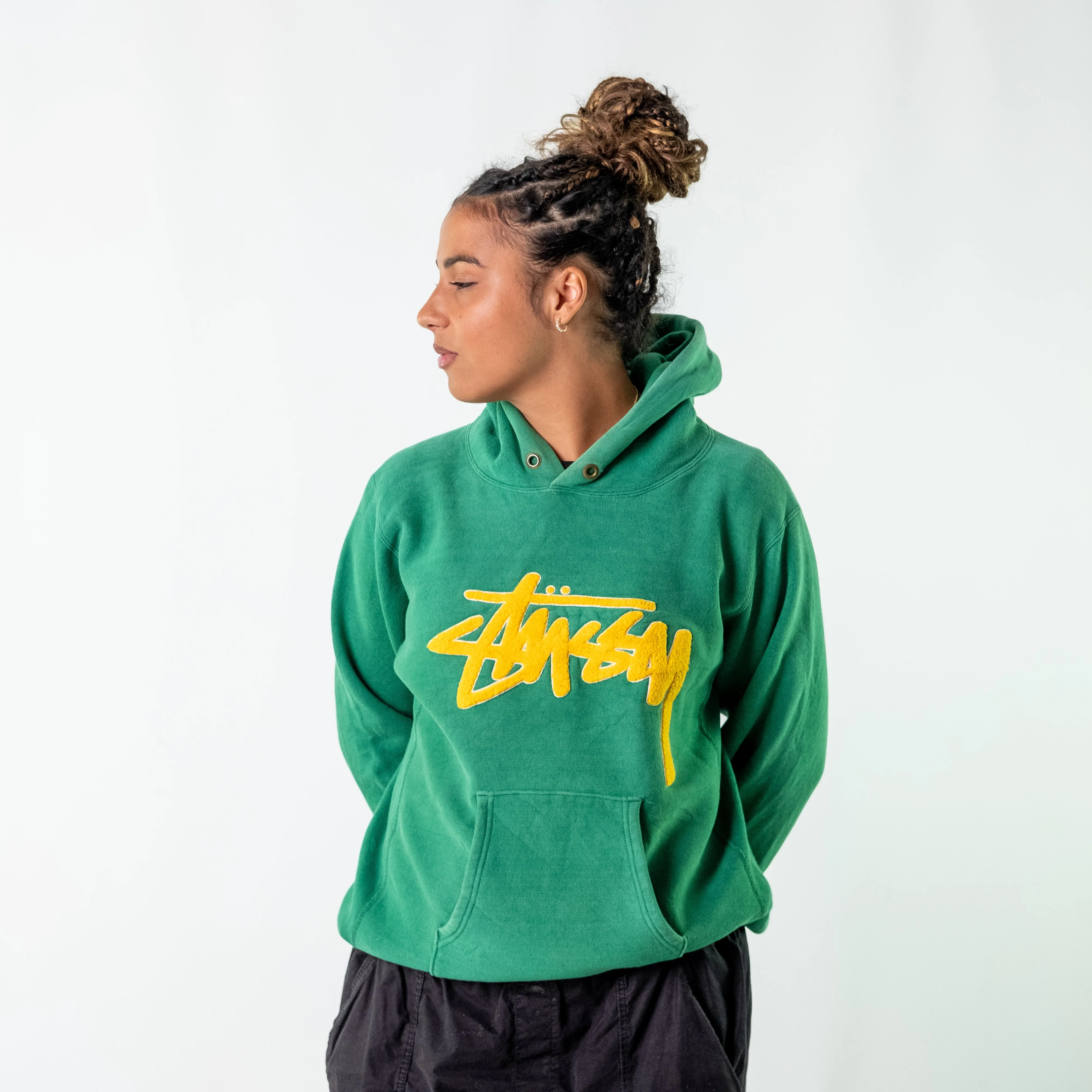 Light Green 90s Stüssy Hoodie (M)