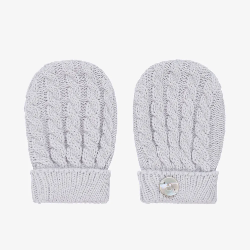 Light Grey Knitted Mittens