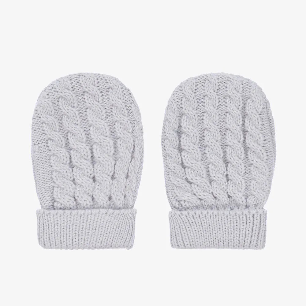 Light Grey Knitted Mittens