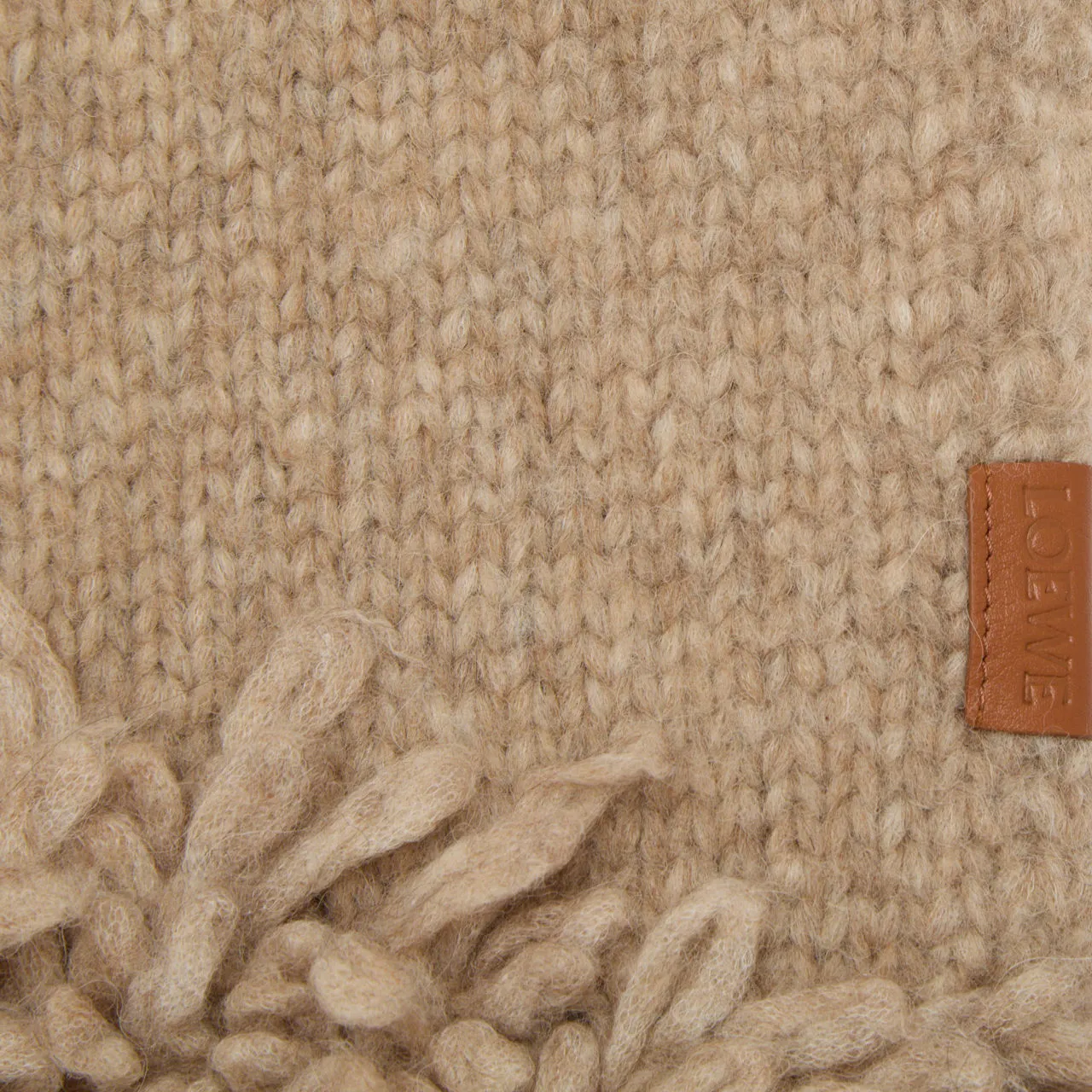 LOEWE Logo Knitted Scarf - Beige