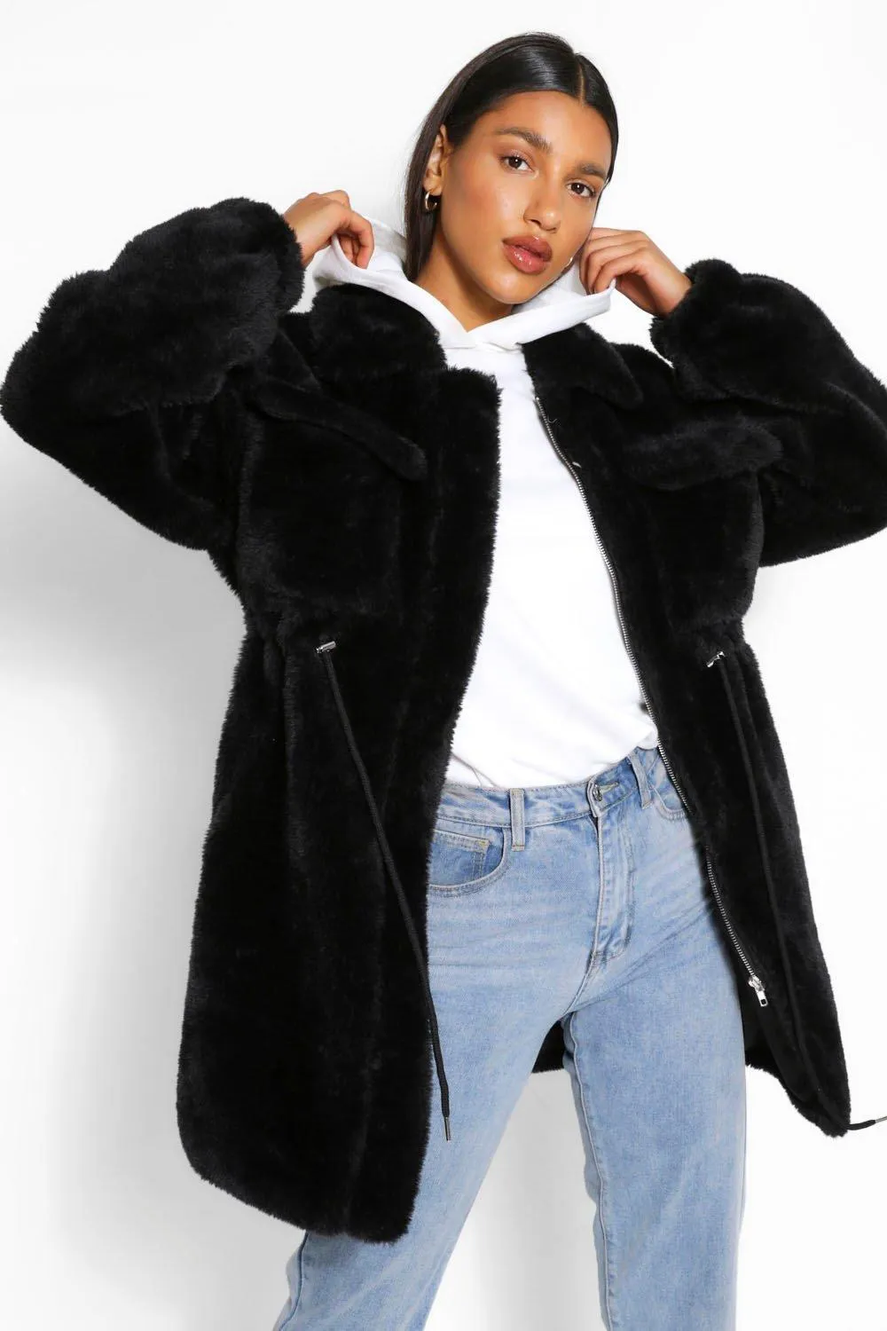 Longline Teddy Faux Fur Jacket