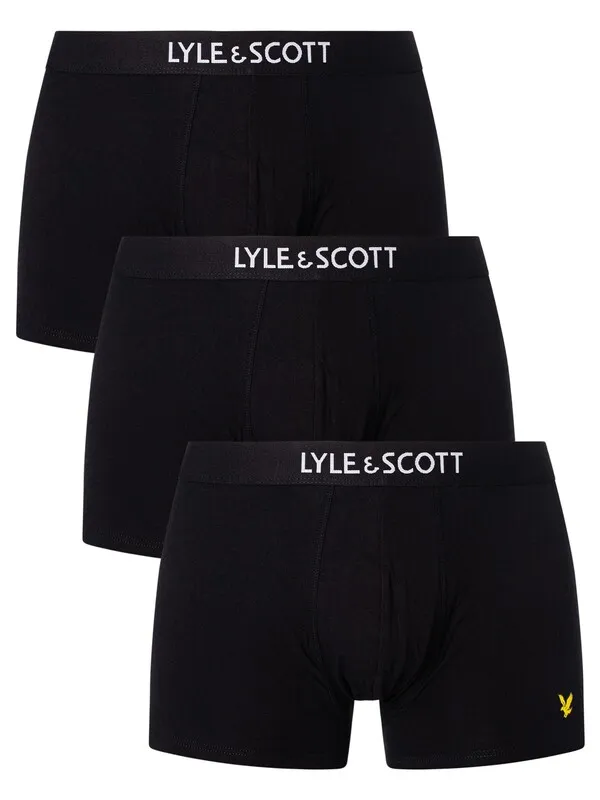 Lyle & Scott 3 Pack Cotton Stretch Trunks - Black