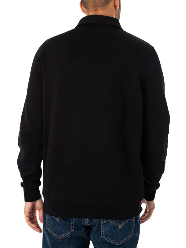 Lyle & Scott Embroidered Collared Quarter Zip Sweatshirt - Jet Black/White