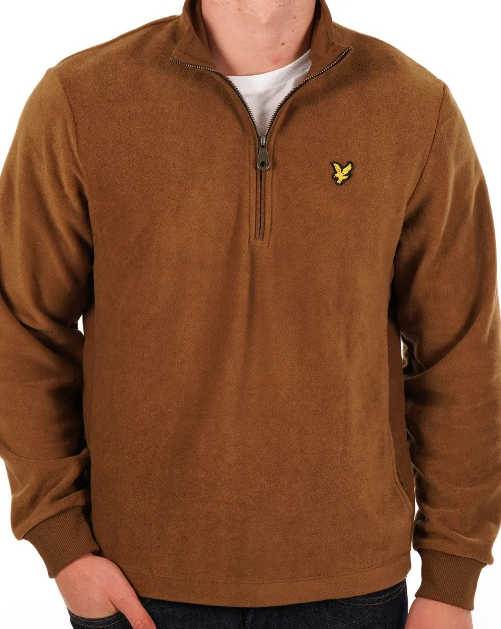 Lyle & Scott Fleece Quarter Zip Camel Bronze