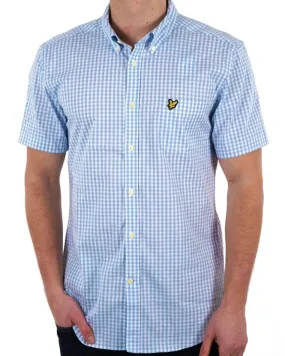 Lyle & Scott Gingham SS Slim Shirt Light Blue/White