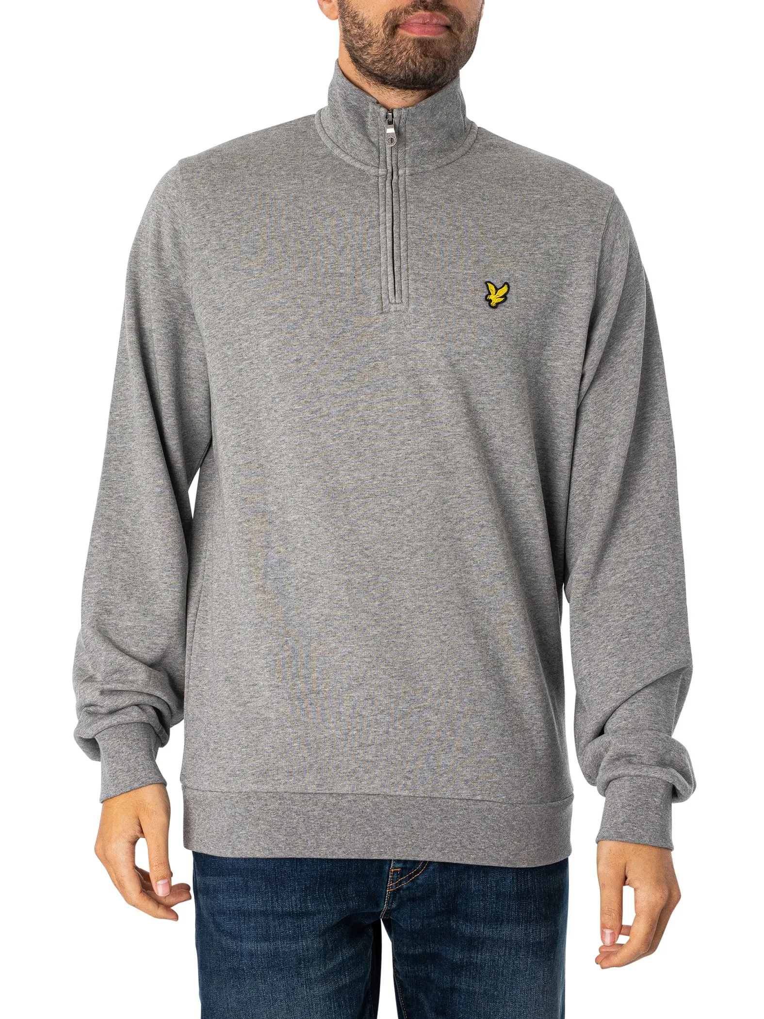 Lyle & Scott Loopback Quarter Zip Sweatshirt - Mid Grey Marl