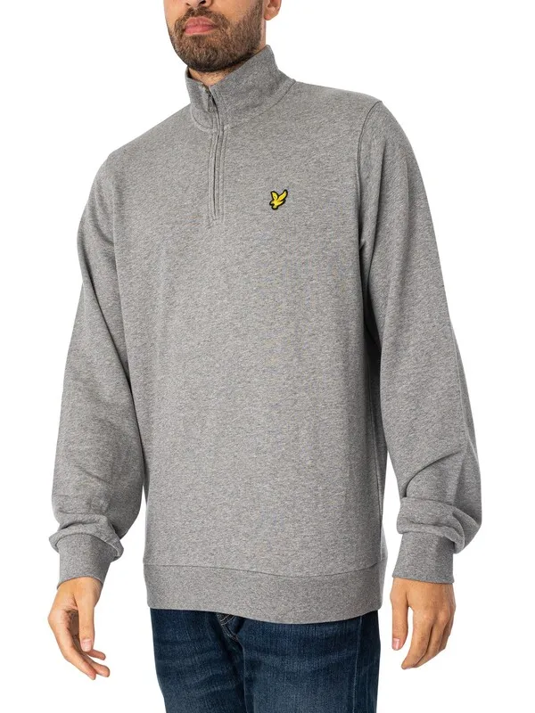 Lyle & Scott Loopback Quarter Zip Sweatshirt - Mid Grey Marl