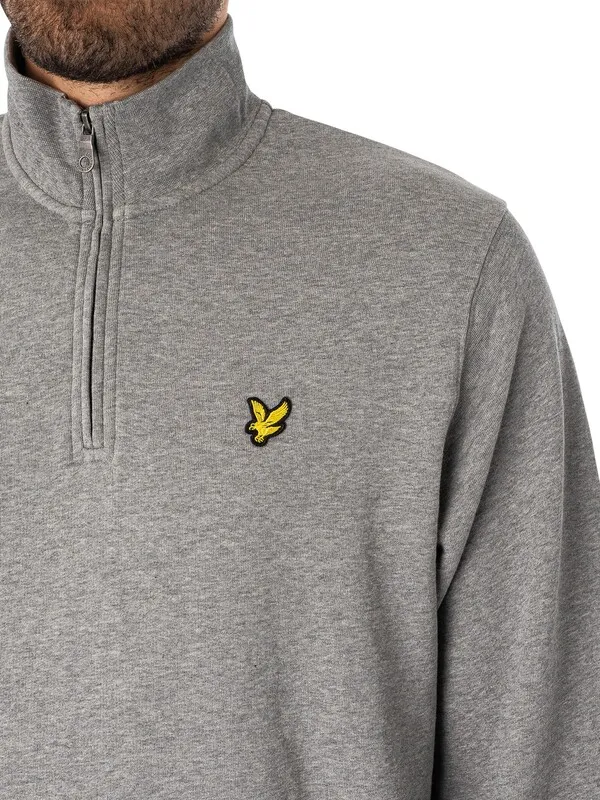 Lyle & Scott Loopback Quarter Zip Sweatshirt - Mid Grey Marl