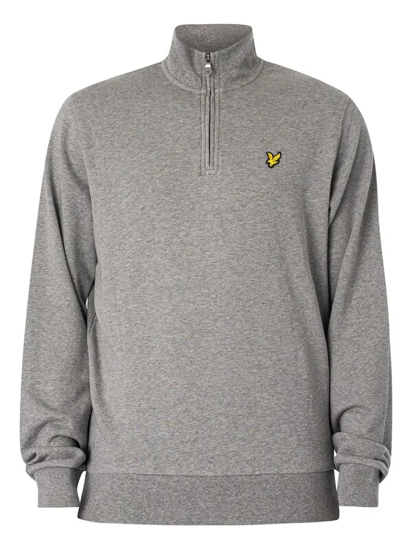 Lyle & Scott Loopback Quarter Zip Sweatshirt - Mid Grey Marl