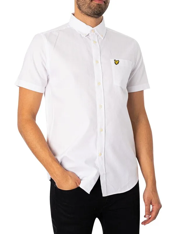 Lyle & Scott Short Sleeved Oxford Shirt - White