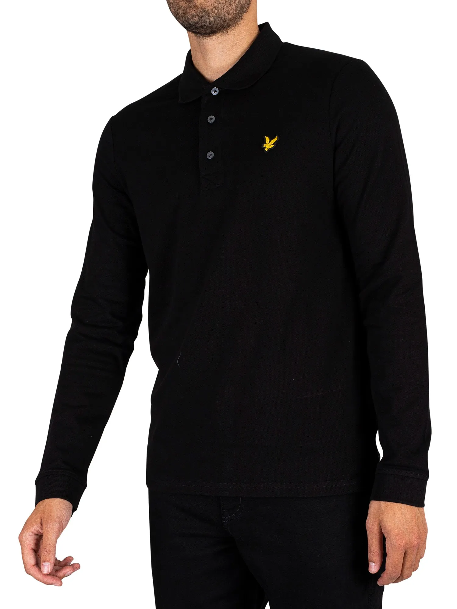 Lyle &amp; Scott Longsleeved Polo Shirt - Jet Black