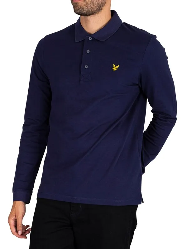 Lyle &amp; Scott Longsleeved Polo Shirt - Navy