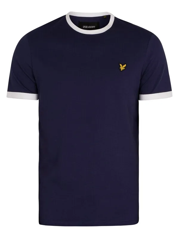 Lyle &amp; Scott Organic Cotton Ringer T-Shirt - Navy/White