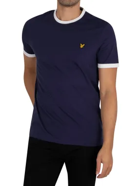 Lyle &amp; Scott Organic Cotton Ringer T-Shirt - Navy/White