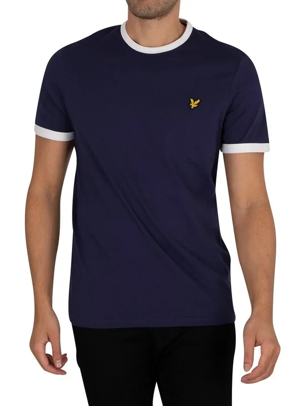 Lyle &amp; Scott Organic Cotton Ringer T-Shirt - Navy/White