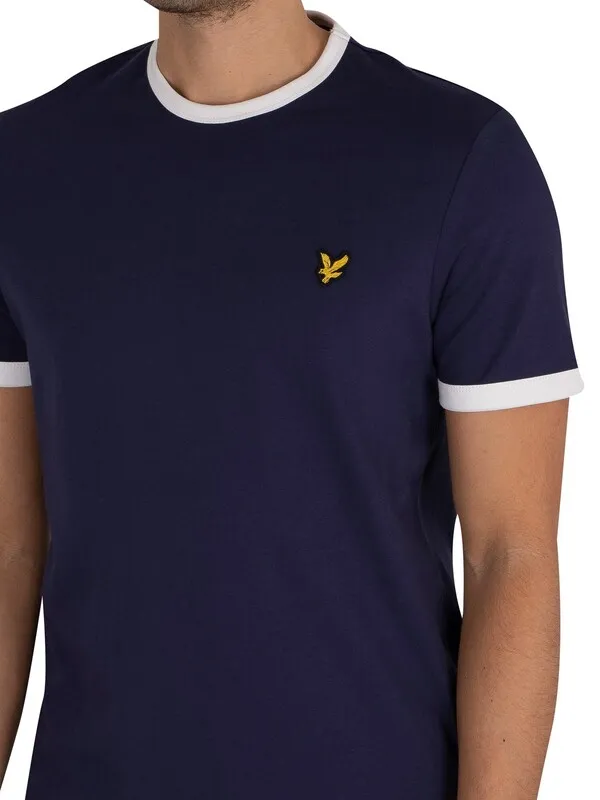 Lyle &amp; Scott Organic Cotton Ringer T-Shirt - Navy/White