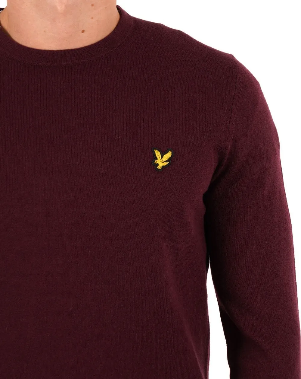 Lyle And Scott Cotton Merino Crew Jumper Burgundy