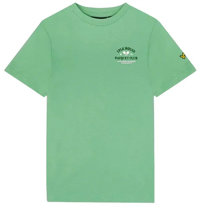 Lyle and Scott Kids Racquet Club Graphic T Shirt Lawn Green