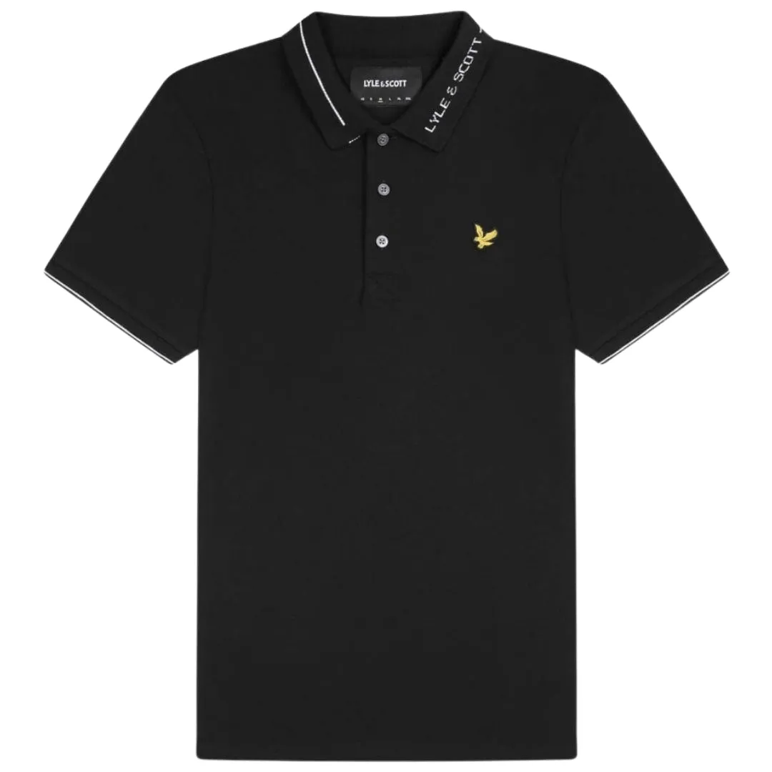 Lyle Scott Branded Ringer Black Polo Shirt