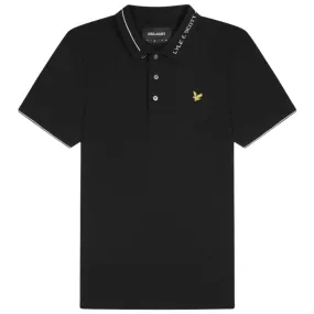 Lyle Scott Branded Ringer Black Polo Shirt