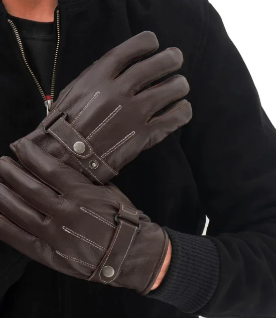 Men's Black Motorcycle Gloves Leather