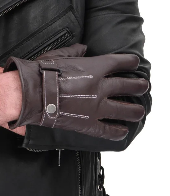 Men's Black Motorcycle Gloves Leather