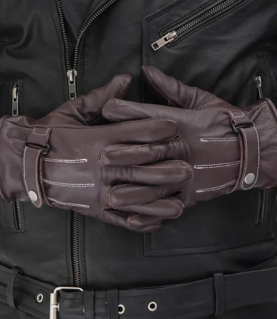 Men's Black Motorcycle Gloves Leather