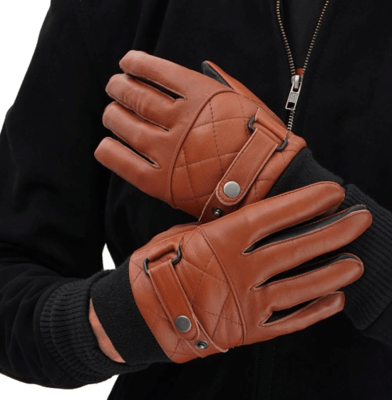 Men's Diamond Button Down Ribbed Gloves