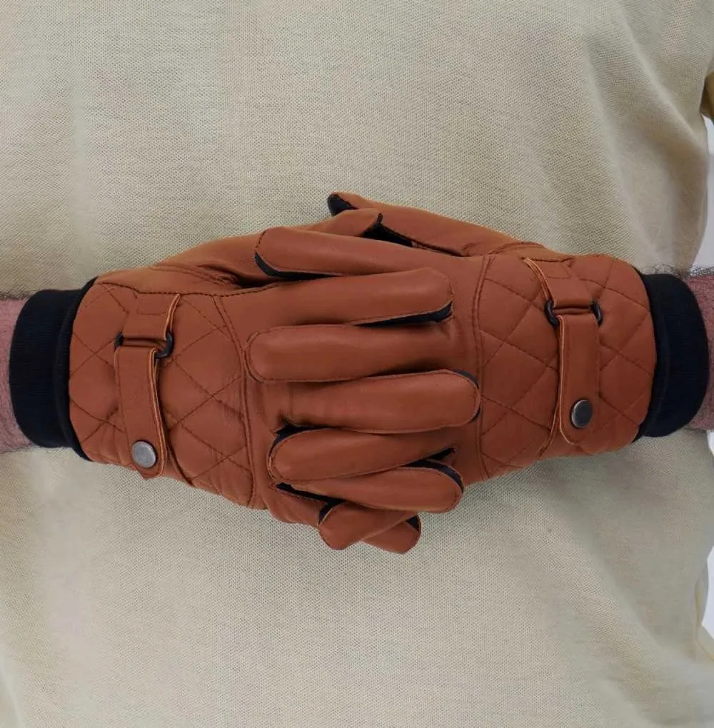 Men's Diamond Button Down Ribbed Gloves