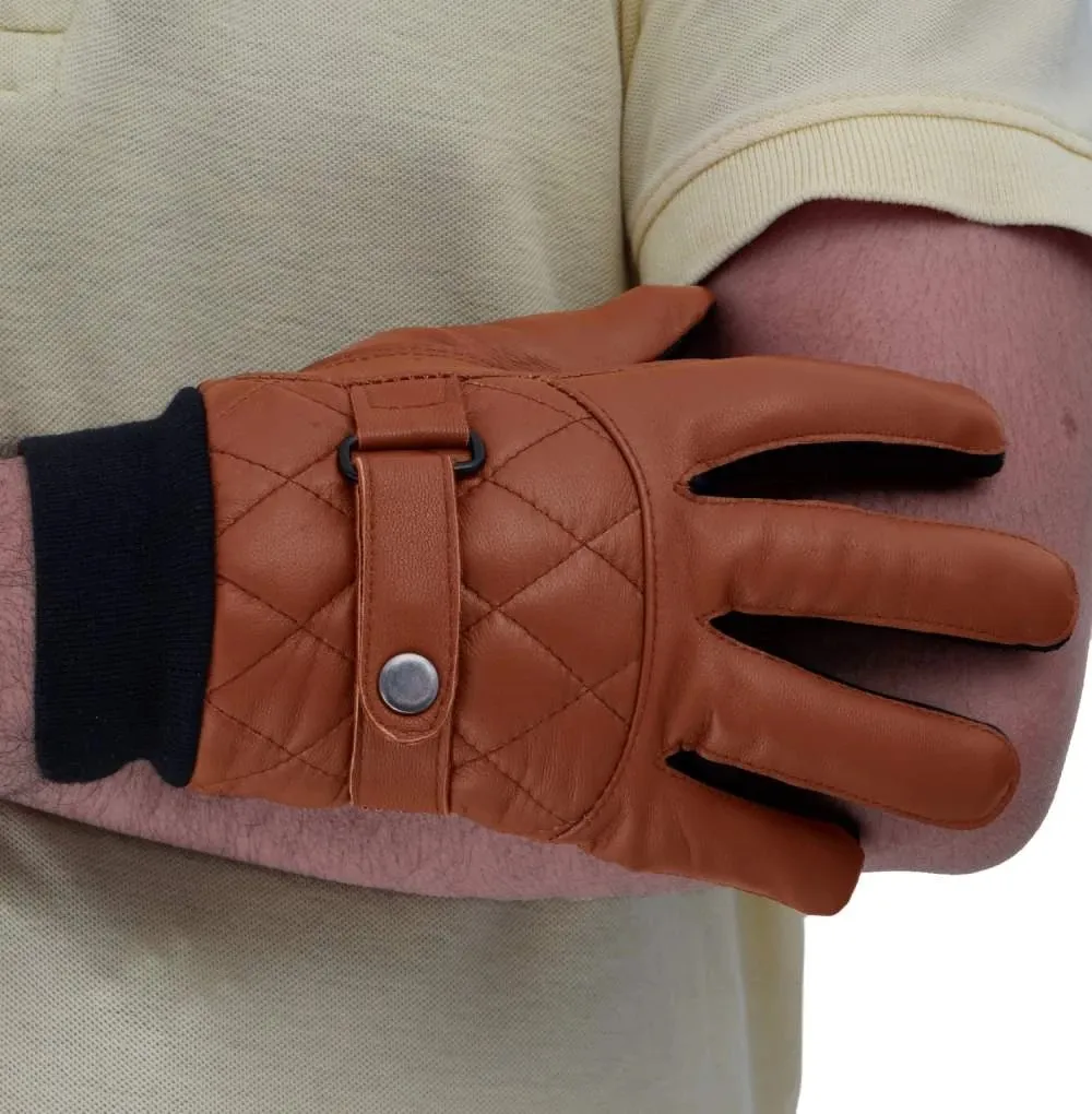 Men's Diamond Button Down Ribbed Gloves