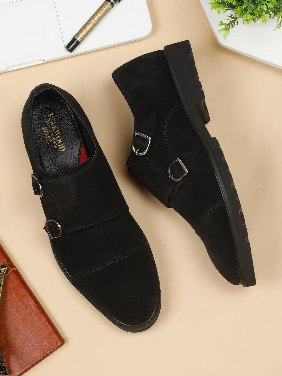 Men's Black suede Leather Moccasins shoes