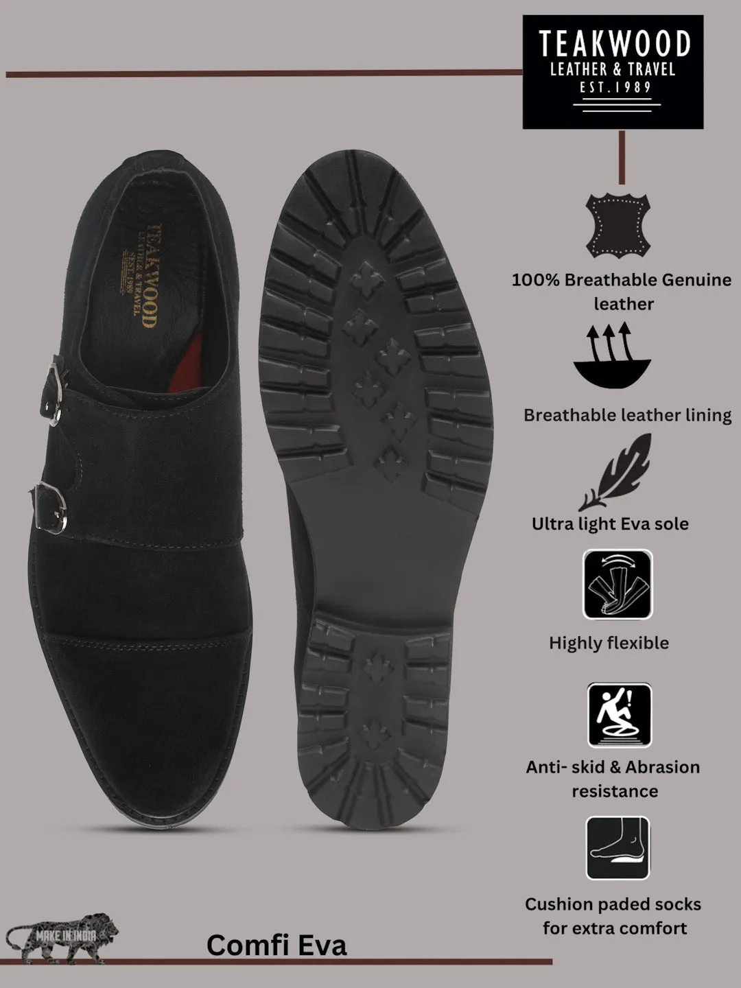 Men's Black suede Leather Moccasins shoes