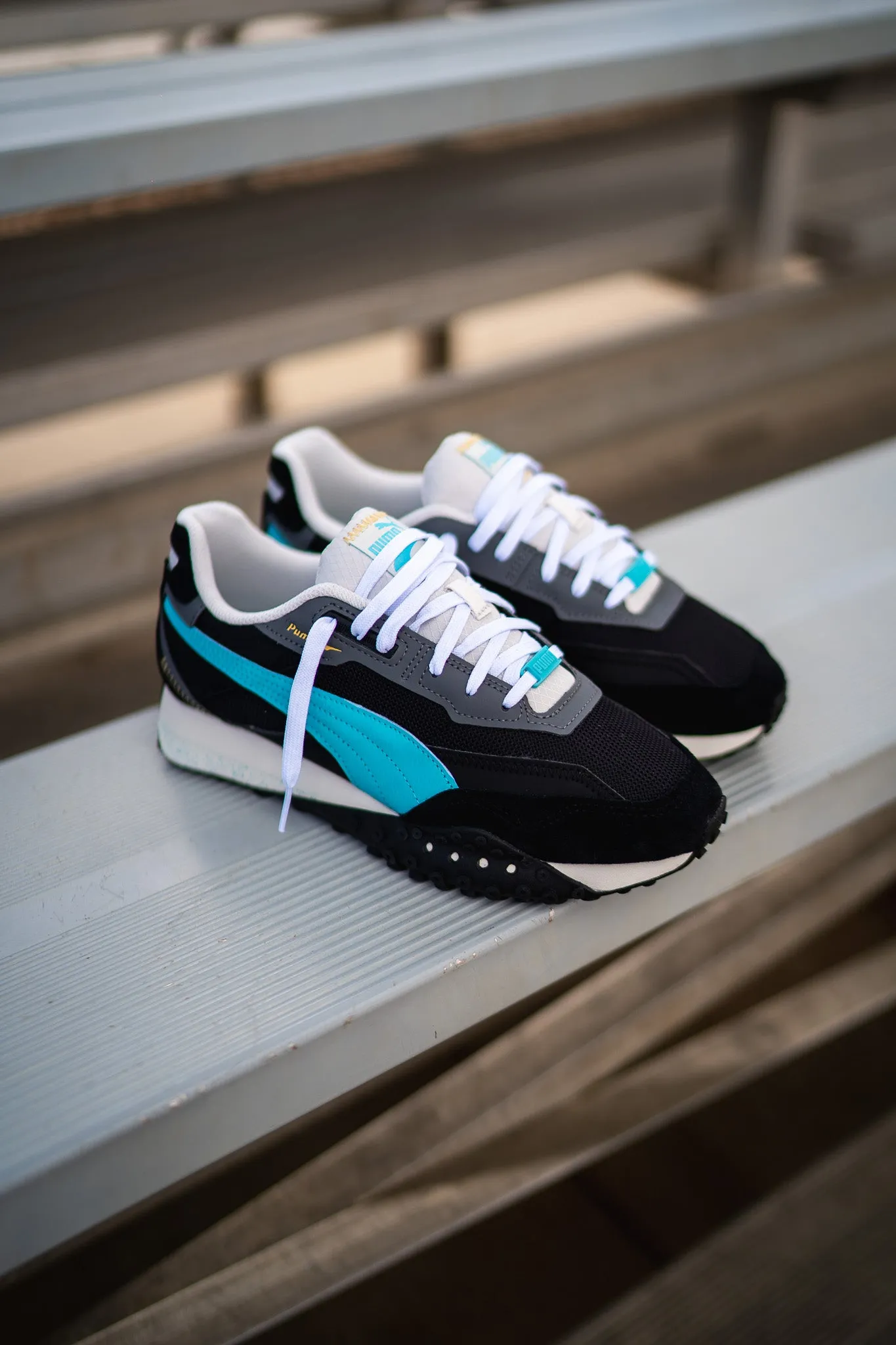 Mens Puma Blacktop Rider Lithium (Black/Team Aqua)