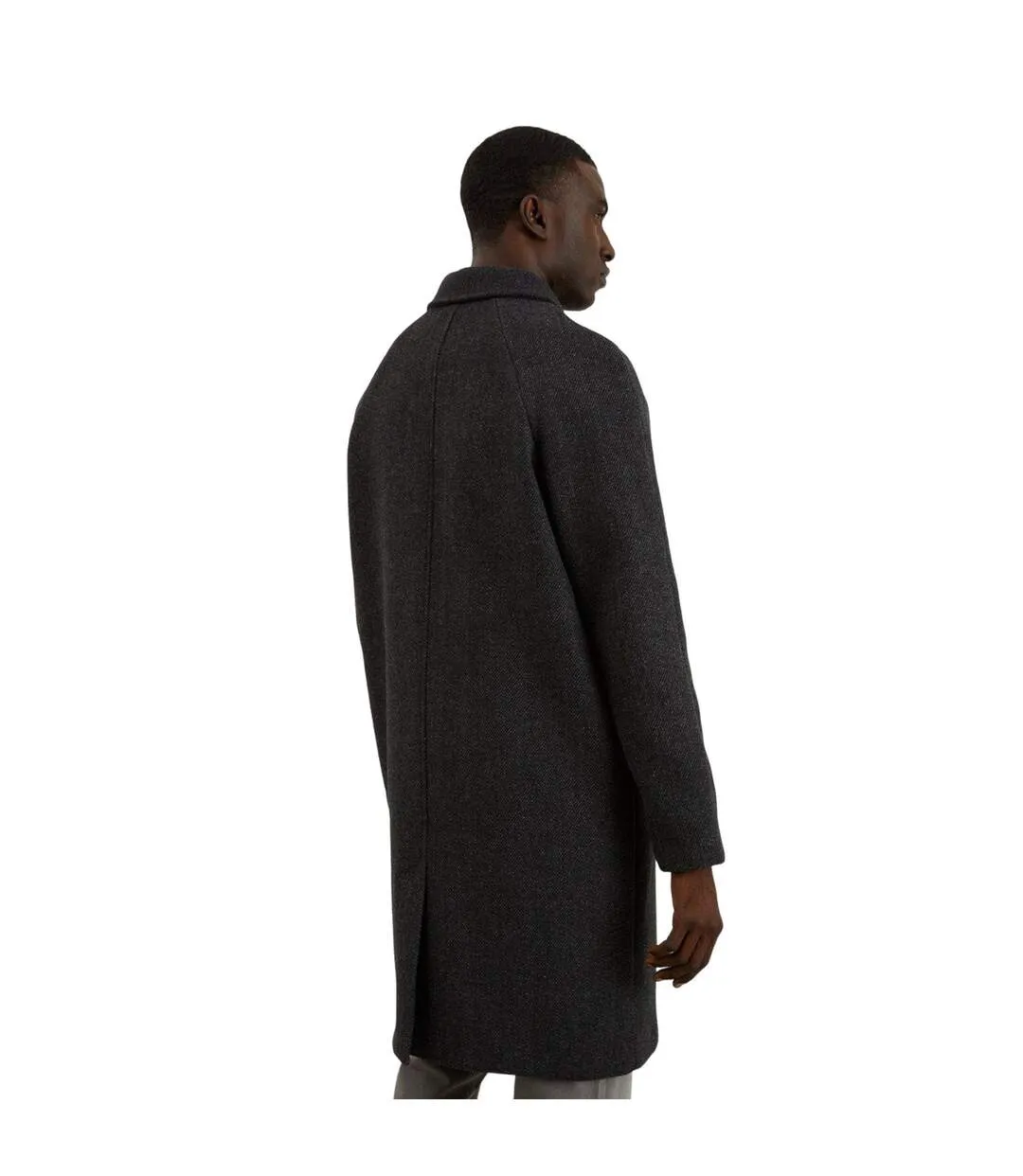 Mens textured wool car coat charcoal Burton