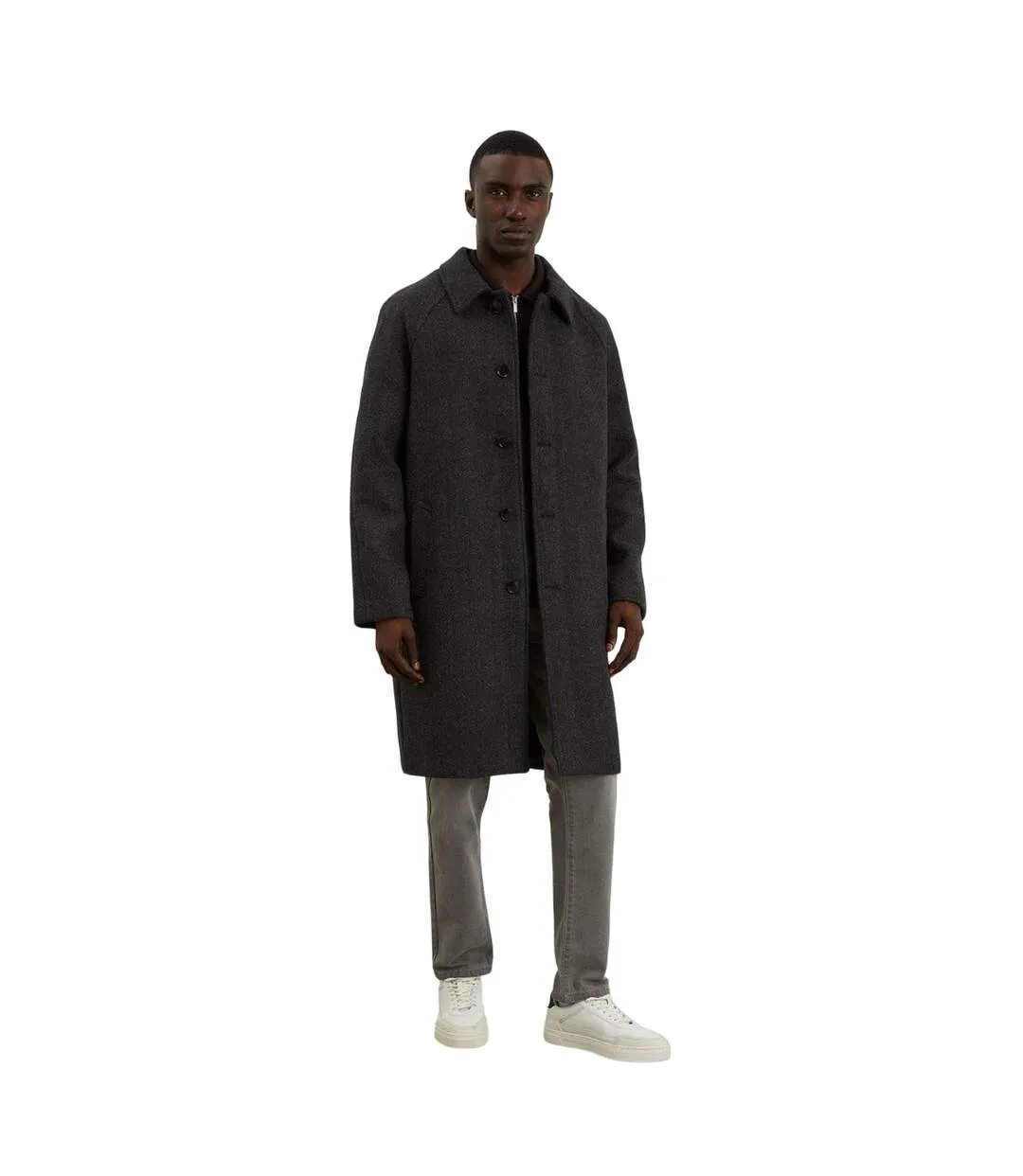 Mens textured wool car coat charcoal Burton