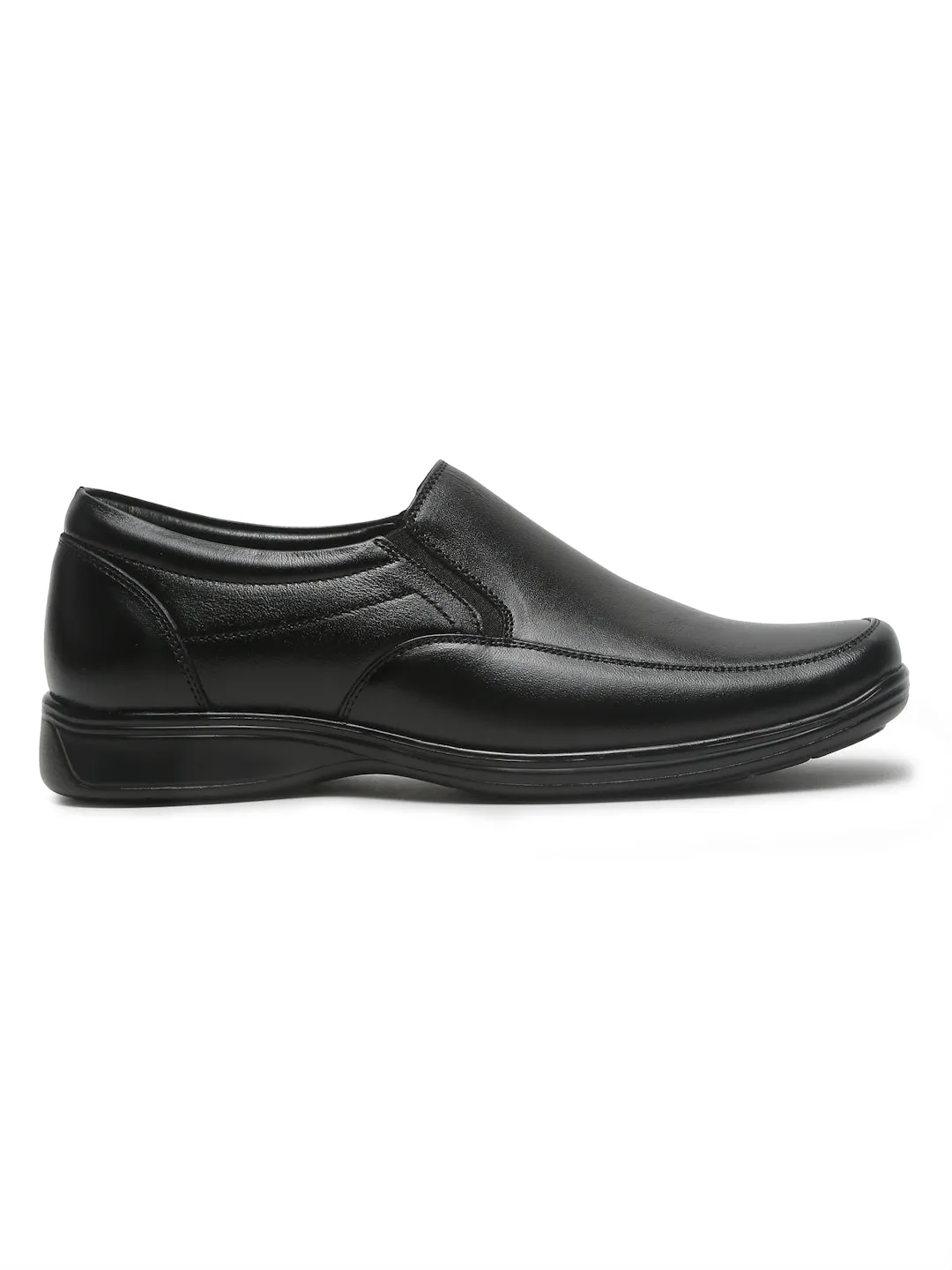 Mens's Black Solid Leather Moccasins