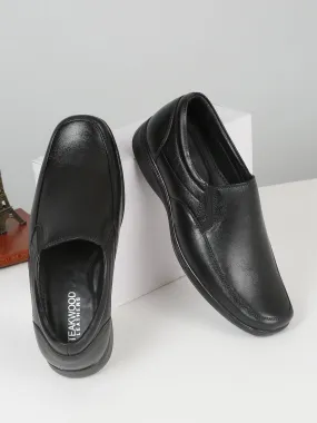 Mens's Black Solid Leather Moccasins