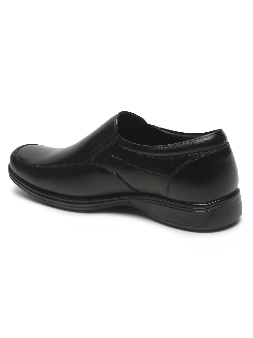 Mens's Black Solid Leather Moccasins