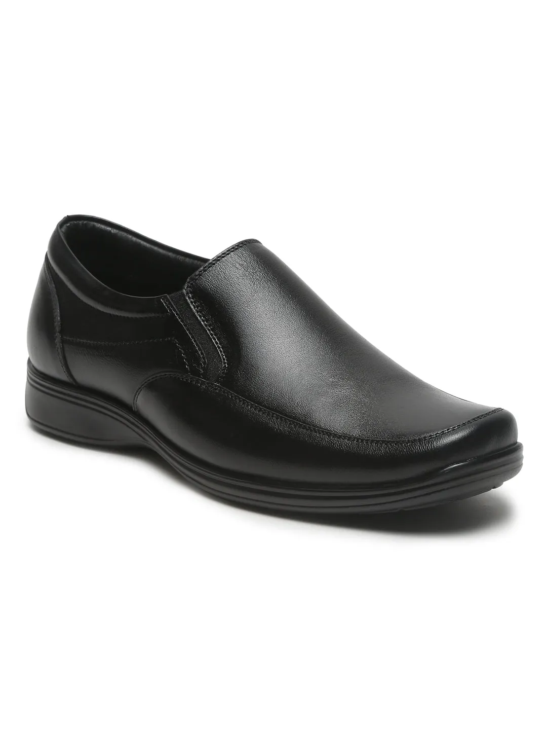 Mens's Black Solid Leather Moccasins