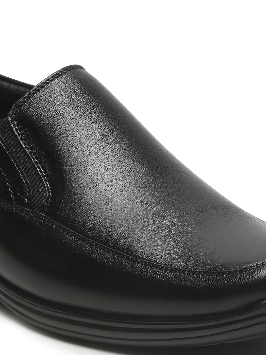 Mens's Black Solid Leather Moccasins