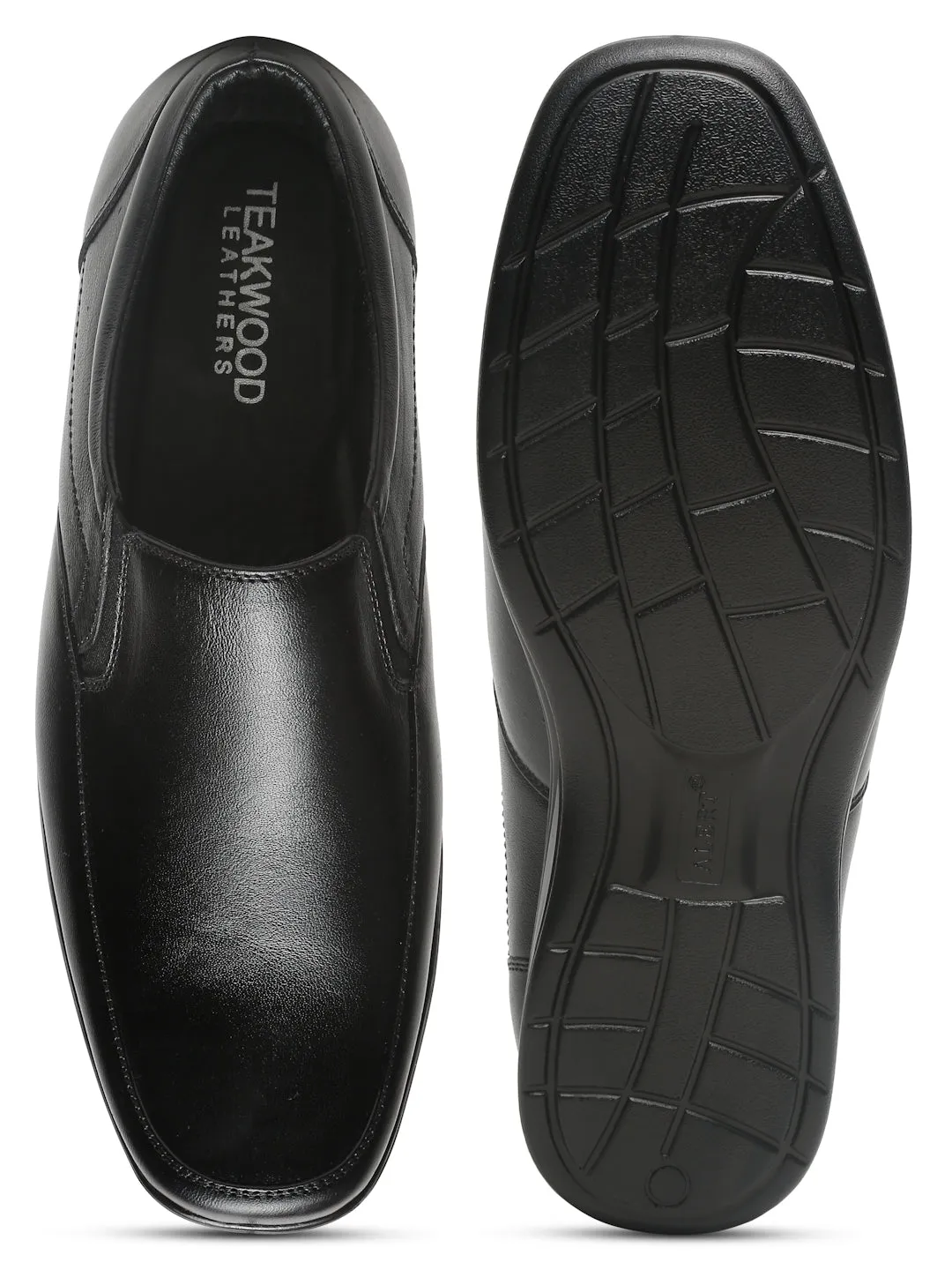 Mens's Black Solid Leather Moccasins