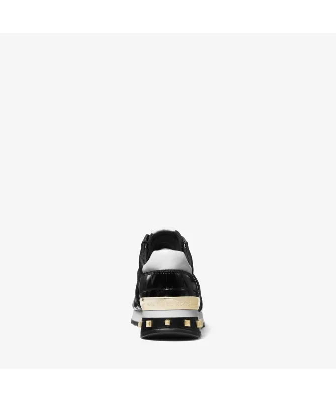 Michael Kors Allie Studded Mixed-Media Trainer | Black