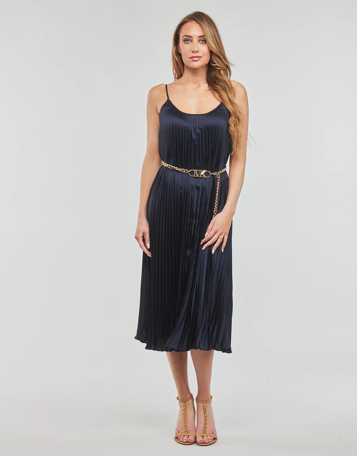 MICHAEL Michael Kors PLEATED SLIP MIDI DRESS