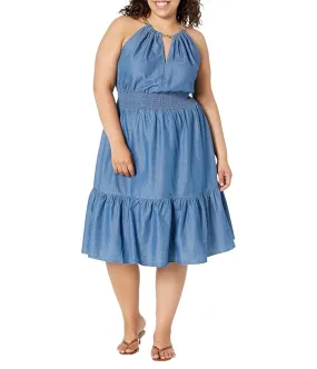 MICHAEL Michael Kors Plus Size Halter Neck Midi Dress