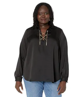 MICHAEL Michael Kors Plus Size Lace-Up Chain Top