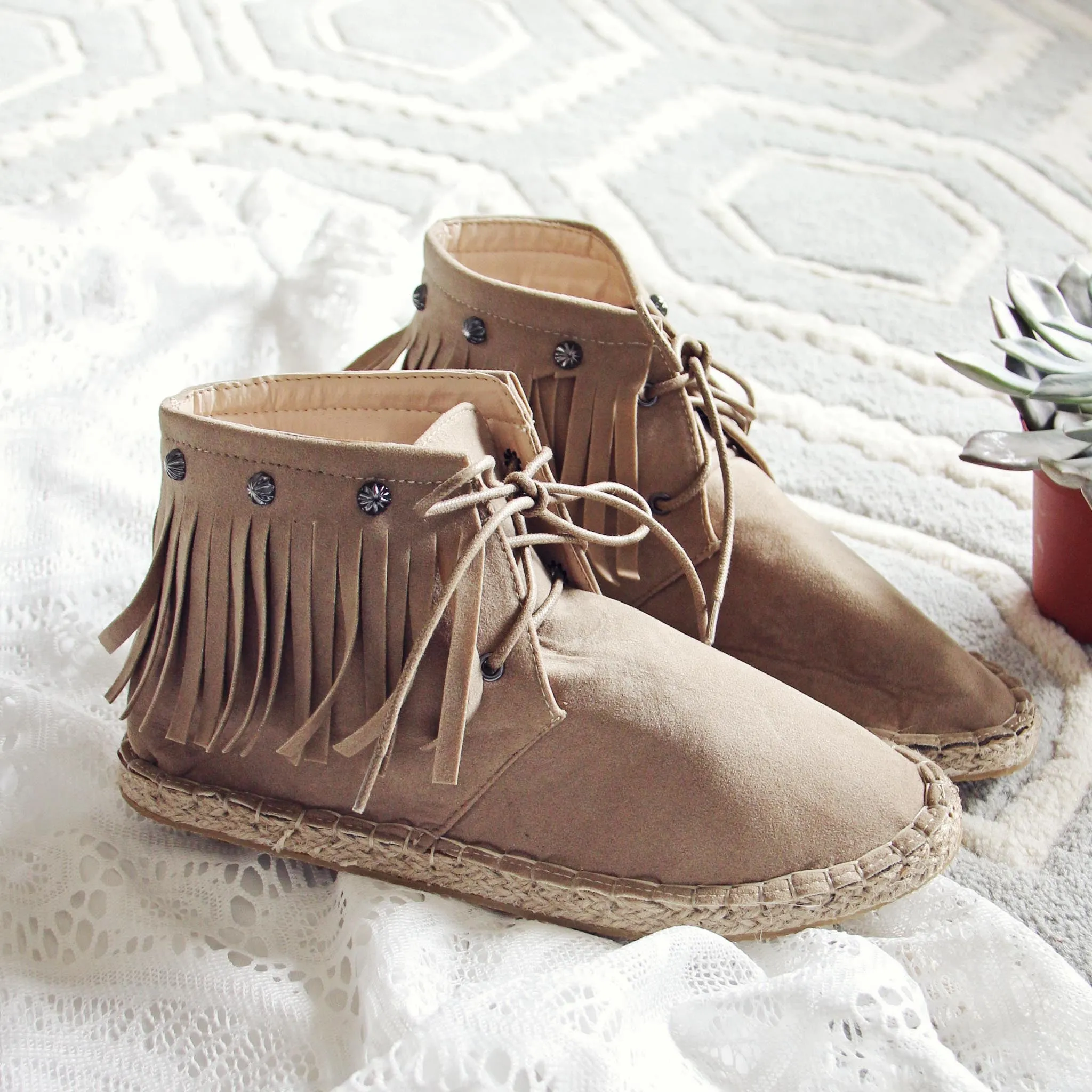 Missoula Fringe Moccasins in Sand