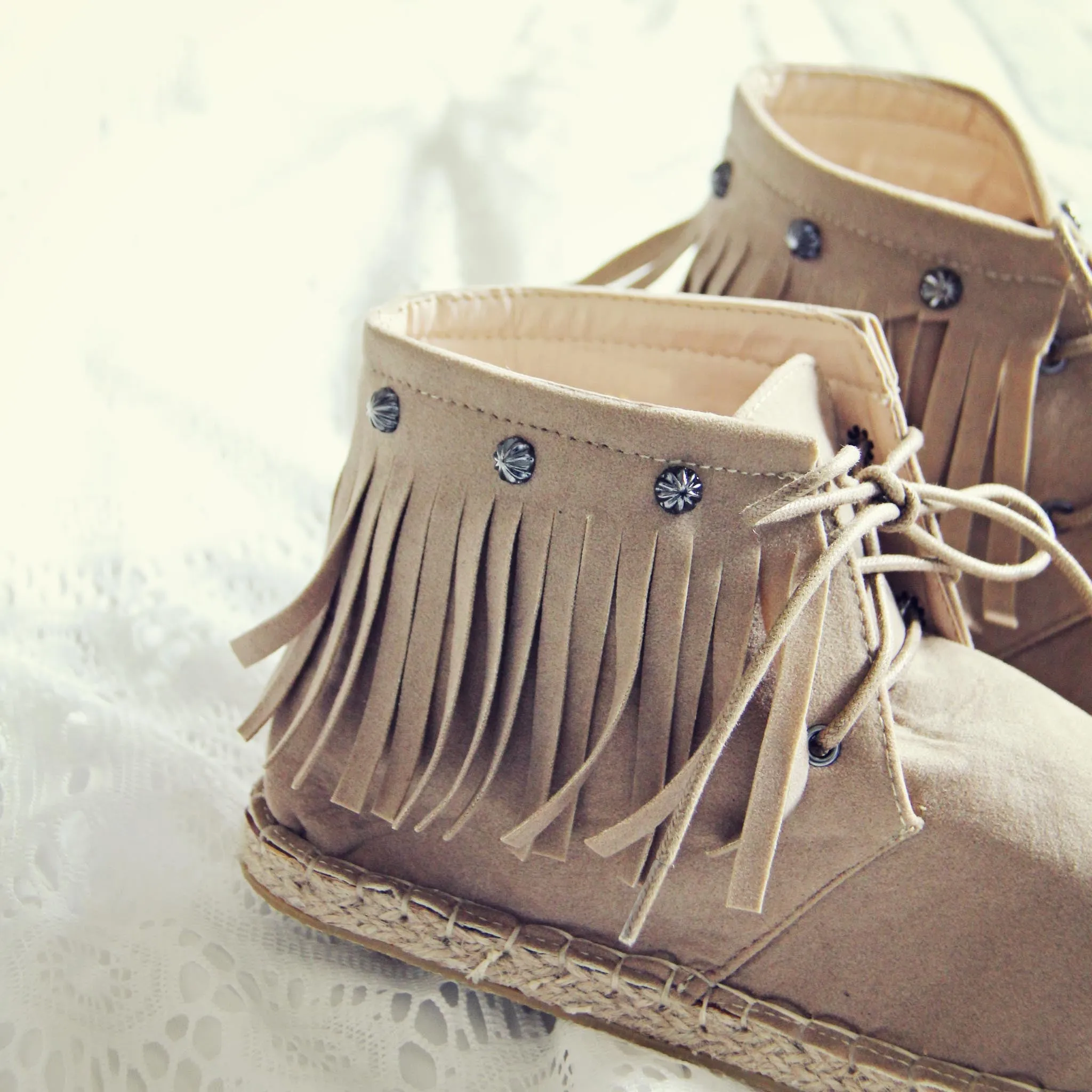 Missoula Fringe Moccasins in Sand