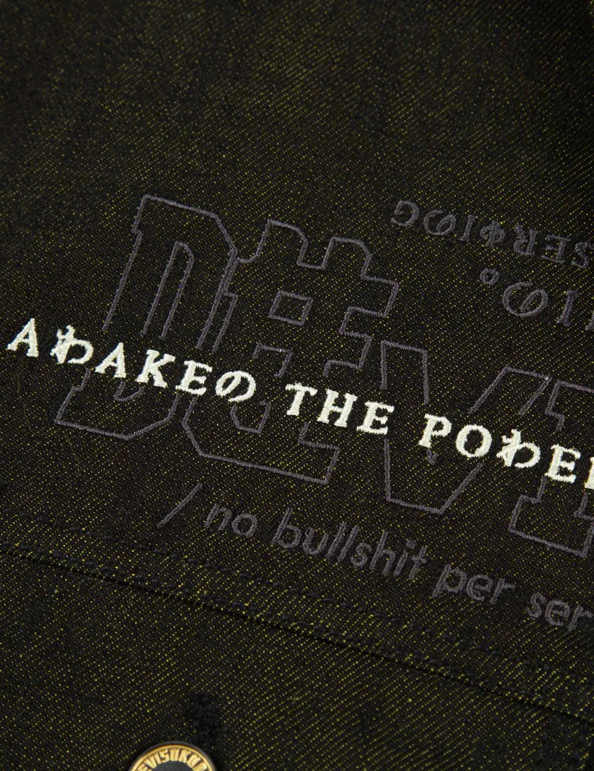 Multi-Language Logo Embroidery Denim Jacket